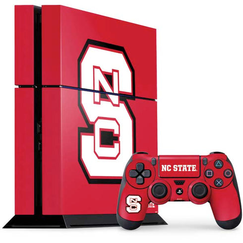 North Carolina State University Logo Red PS4 Console and Controller Bundle Skin