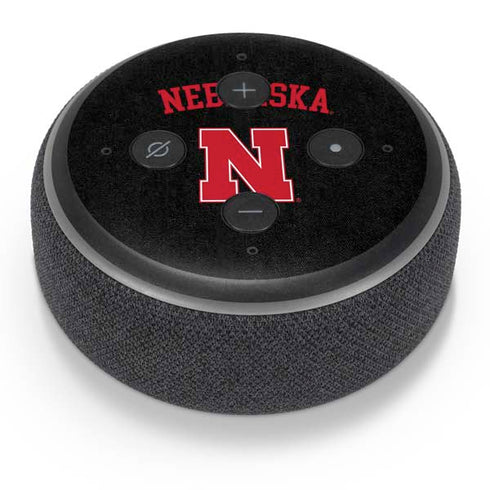 University of Nebraska Collegiate Text Black Amazon Echo Dot Skin