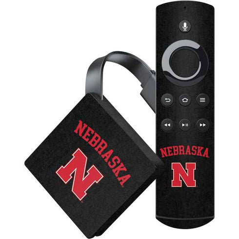 University of Nebraska Collegiate Text Black Amazon Fire TV Skin