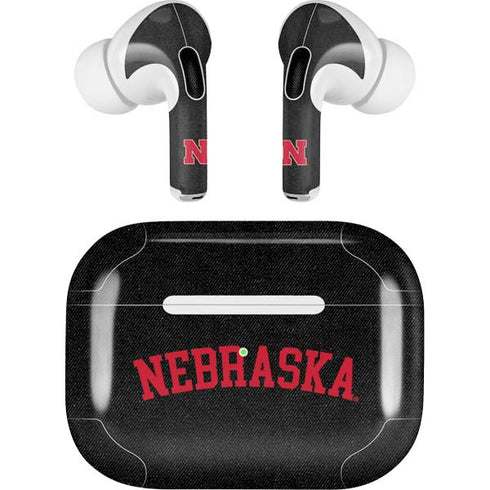 University of Nebraska Collegiate Text Black Apple AirPods Pro Skin