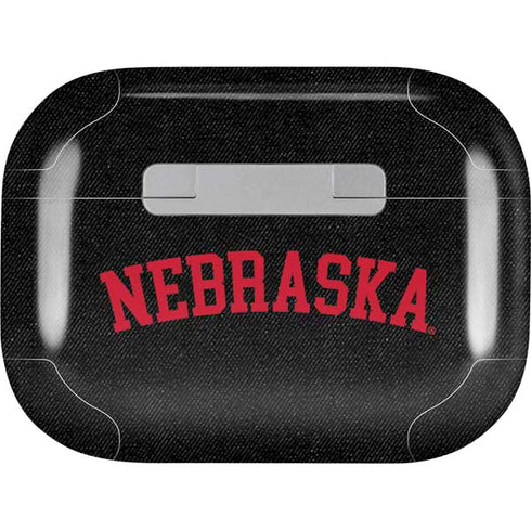 University of Nebraska Collegiate Text Black Apple AirPods Pro Skin