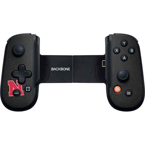 University of Nebraska Collegiate Text Black Backbone One for iPhone Game Controller Skin