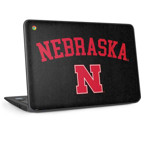 University of Nebraska Collegiate Text Black HP Chromebook Skin