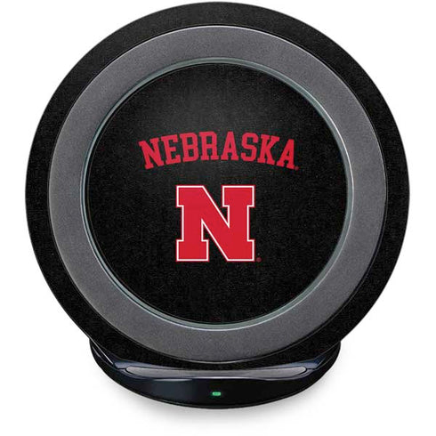 University of Nebraska Collegiate Text Black Fast Charge Wireless Charging Stand Skin
