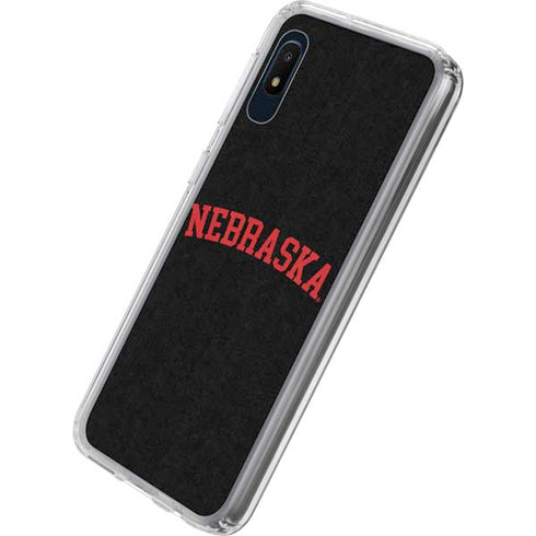 University of Nebraska Collegiate Text Black Galaxy A10e Clear Case