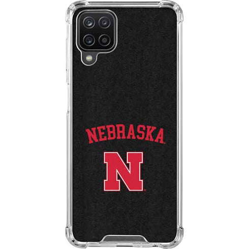 University of Nebraska Collegiate Text Black Galaxy A12 Clear Case