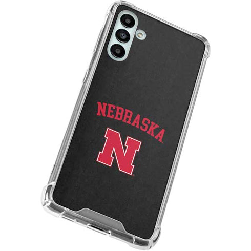 University of Nebraska Collegiate Text Black Galaxy A13 5G Clear Case