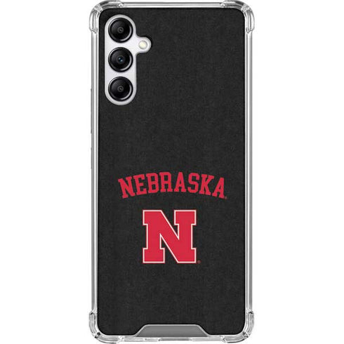 University of Nebraska Collegiate Text Black Galaxy A14 5G Clear Case
