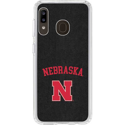 University of Nebraska Collegiate Text Black Galaxy A20 Clear Case