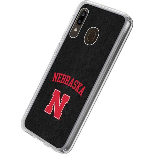 University of Nebraska Collegiate Text Black Galaxy A20 Clear Case