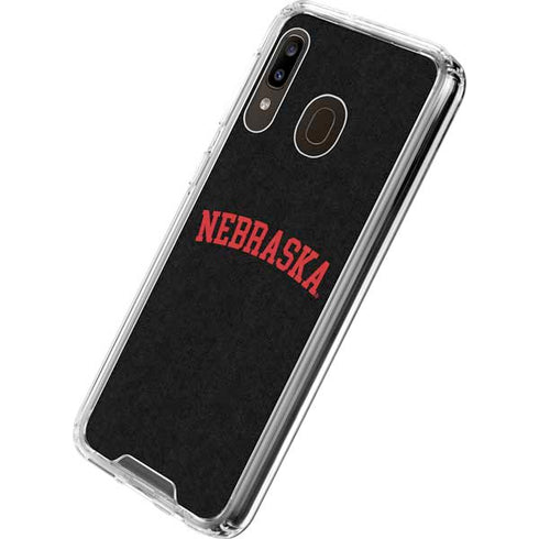 University of Nebraska Collegiate Text Black Galaxy A30 Clear Case
