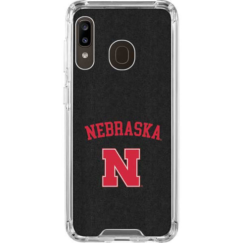 University of Nebraska Collegiate Text Black Galaxy A30 Clear Case