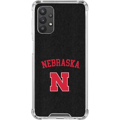 University of Nebraska Collegiate Text Black Galaxy A32 5G Clear Case