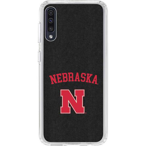 University of Nebraska Collegiate Text Black Galaxy A50 Clear Case
