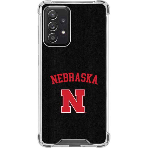 University of Nebraska Collegiate Text Black Galaxy A52 5G Clear Case
