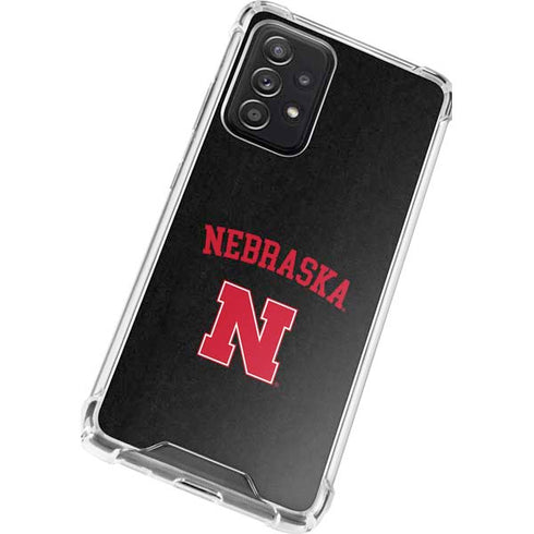 University of Nebraska Collegiate Text Black Galaxy A52 5G Clear Case