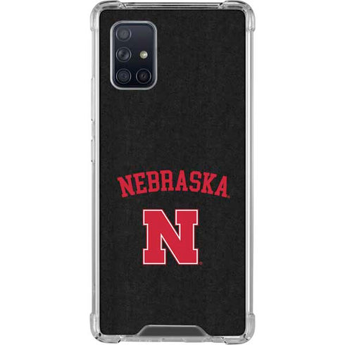 University of Nebraska Collegiate Text Black Galaxy A71 5G Clear Case