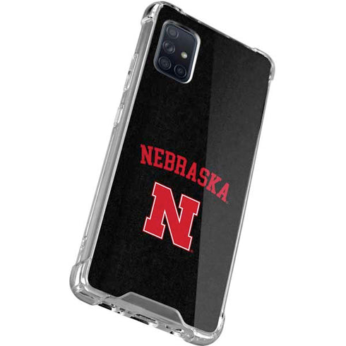 University of Nebraska Collegiate Text Black Galaxy A71 5G Clear Case