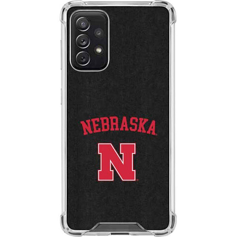 University of Nebraska Collegiate Text Black Galaxy A72 5G Clear Case