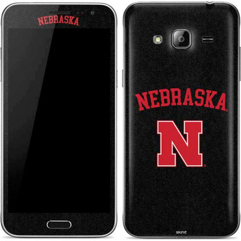 University of Nebraska Collegiate Text Black Galaxy J3 Skin