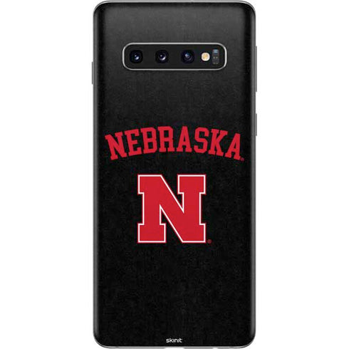 University of Nebraska Collegiate Text Black Galaxy S10 Skin