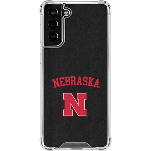 University of Nebraska Collegiate Text Black Galaxy S21 FE Clear Case
