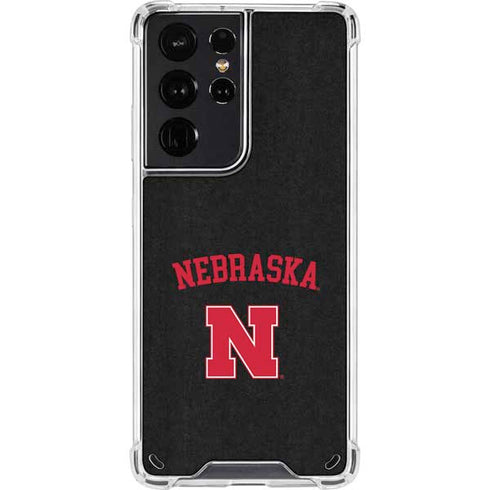 University of Nebraska Collegiate Text Black Galaxy S21 Ultra 5G Clear Case