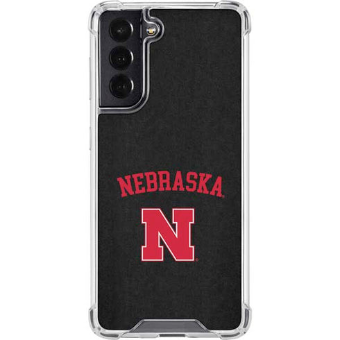 University of Nebraska Collegiate Text Black Galaxy S22 Clear Case