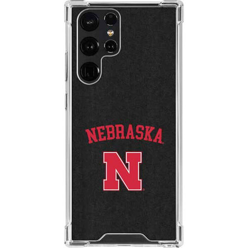 University of Nebraska Collegiate Text Black Galaxy S22 Ultra Clear Case