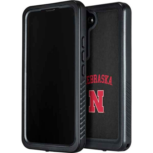 University of Nebraska Collegiate Text Black Galaxy S23 Plus Waterproof Case