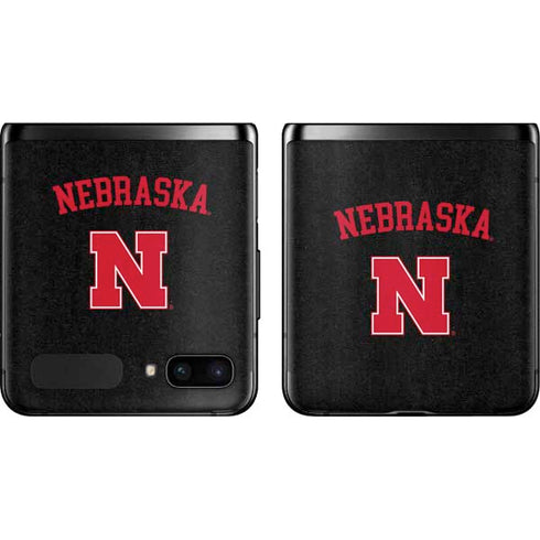 University of Nebraska Collegiate Text Black Galaxy Z Flip Skin