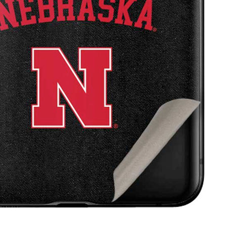 University of Nebraska Collegiate Text Black Galaxy Z Flip Skin