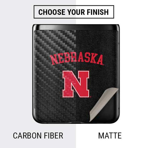 University of Nebraska Collegiate Text Black Galaxy Z Flip Skin