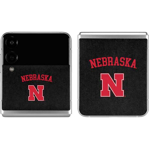 University of Nebraska Collegiate Text Black Galaxy Z Flip4 5G Skin