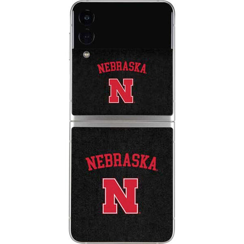 University of Nebraska Collegiate Text Black Galaxy Z Flip4 5G Skin