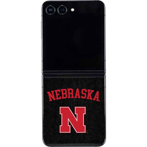 University of Nebraska Collegiate Text Black Galaxy Z Flip5 5G Skin