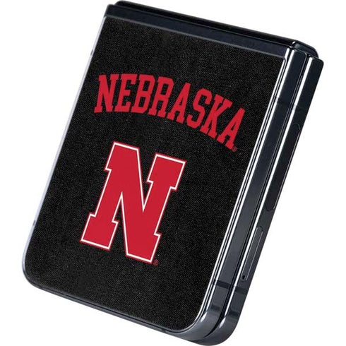 University of Nebraska Collegiate Text Black Galaxy Z Flip5 5G Skin