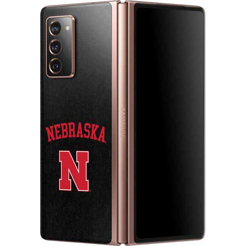 University of Nebraska Collegiate Text Black Galaxy Z Fold2 5G Skin