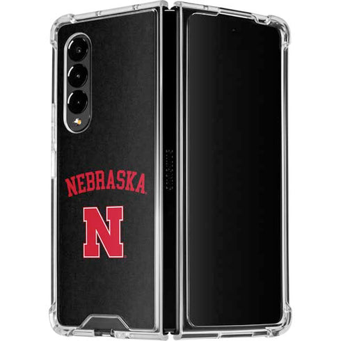 University of Nebraska Collegiate Text Black Galaxy Z Fold4 5G Clear Case