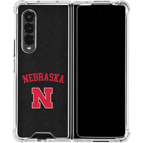 University of Nebraska Collegiate Text Black Galaxy Z Fold4 5G Clear Case