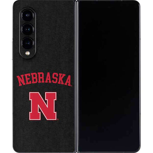 University of Nebraska Collegiate Text Black Galaxy Z Fold4 5G Skin