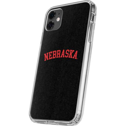 University of Nebraska Collegiate Text Black iPhone 11 Clear Case