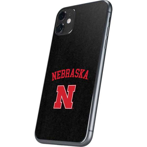 University of Nebraska Collegiate Text Black iPhone 11 Skin