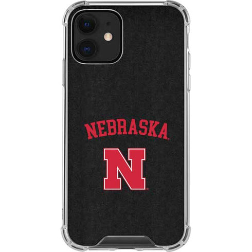 University of Nebraska Collegiate Text Black iPhone 12 Clear Case