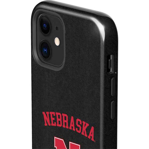 University of Nebraska Collegiate Text Black iPhone 12 Impact Case