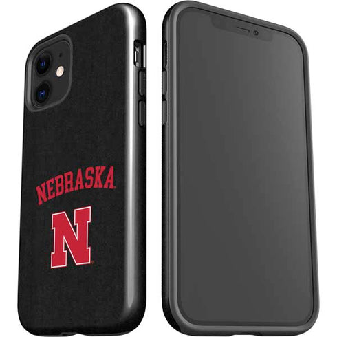 University of Nebraska Collegiate Text Black iPhone 12 Impact Case