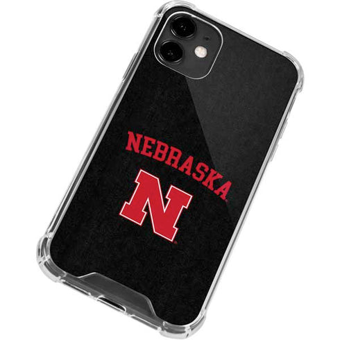 University of Nebraska Collegiate Text Black iPhone 12 Mini Clear Case