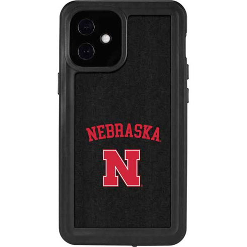 University of Nebraska Collegiate Text Black iPhone 12 Mini Waterproof Case