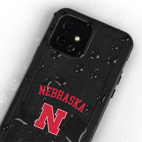 University of Nebraska Collegiate Text Black iPhone 12 Mini Waterproof Case