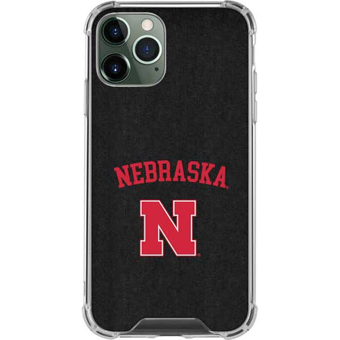 University of Nebraska Collegiate Text Black iPhone 12 Pro Clear Case